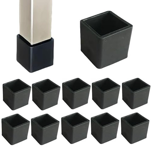 10Pcs Square Plastic End Caps 25MM,Rubber Furniture Leg Caps,Black Chair Leg Covers,Non-Slip Rubber Furniture Feet Replacement Tip For Furniture,Chairs Desks Tables Foot