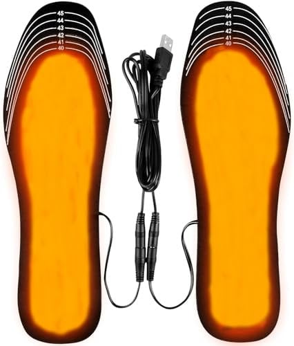 Heated Insoles, USB Rechargeable Heated Insoles Foot Warmer, Cutting Washable Heat Insoles Shoes Insoles Suitable for Men Women Outdoor Camping, Skiing, Fishing, Hiking (40-46)