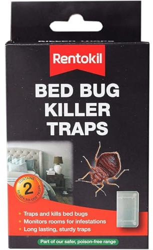 AMK® Rentokil Bed Bug Killer Traps Pack of 2 Bed Bugs Insecticide Free Bedding Floors Surfaces Insects Indoor Use Lasting Protection Odourless