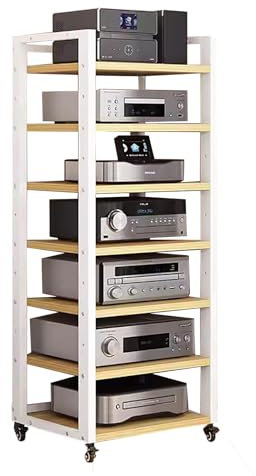 ZCFLWR AV-Komponenten-Medienständer, 7-stufiges Audio-Video-Rack-Tower-Media Center, groß belastbarer CD-Plattenspieler, Plattenspieler, Stereo-Receiver, Spielekonsolen-Regal, Entertainment-Stereo