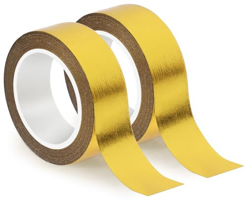 Teaaha 2 Rollen Washi Tape Gold, 15mm x 10m Goldfolie Washi Klebeband gold, Metallic Klebeband, Glänzendes Gold Klebeband für Scrapbooking Handwerk Deko Scrapbook Geschenkverpackung Weihnachten