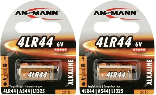 ANSMANN Pile alcaline 4LR44 (1 PCE) – Pile alcaline 6V pour système d'alarme, Collier Anti-aboiement, Accessoire d'appareil Photo, etc. – Pile jetable à Hautes Performances (Lot de 2)