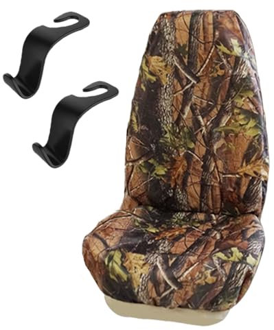 AzulLanse 1 Stück Autositzbezüge Vordersitze Wasserdichter,Universal,Wald Tarnung Camouflage Print Autositzbezüge für PKW/LKW,den Auto Vordersitze Schonbezüge,2 Sitzhaken.