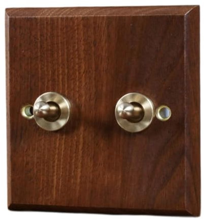 Kuntesetty Placa de interruptor de iluminación de madera, placa de pared decorativa, decoración del hogar, diseño vintage, panel de salida de interruptor de, Dos Palancas