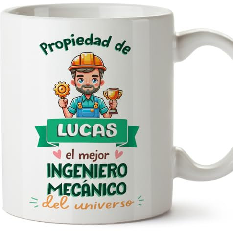 MUGFFINS Tazas Personalizadas para INGENIERO MECÁNICO hombre - En Español - Propiedad de - 11 oz / 330 ml - Regalo Personalizable original y divertido