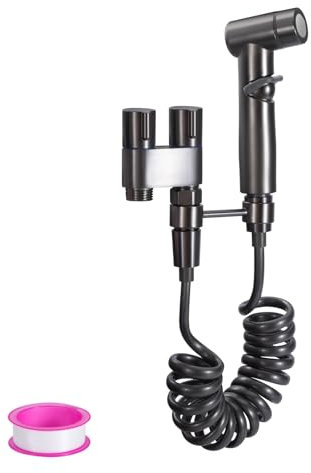 Bidet Handbrause für Toilette Bidet Set Edelstahl mit Wasserhahnspender Schlauch Bidet Brause Geeignet zum Waschen von Haustieren, Reinigen des Badezimmer grau