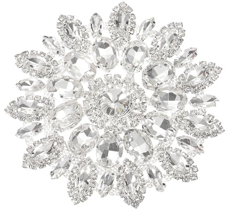 PATIKIL 4,3-Zoll-Strass-Patches Blumenform-Applikations-Patches Weiß Silber | Strass-Applikation, Glitzer-Kristall-Patches, Für Schuhe Kleidung Hosen Taschen Hüte Hemden DIY