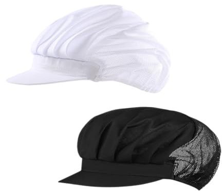 Gorro Cocinero, 2 Pcs Gorro Cocina, Unisex Malla de Color sólido Taller Industrial Sombreros de Cocina, Protectores de Trabajo Red de Cabello, Redes para el Cabello para Mujeres