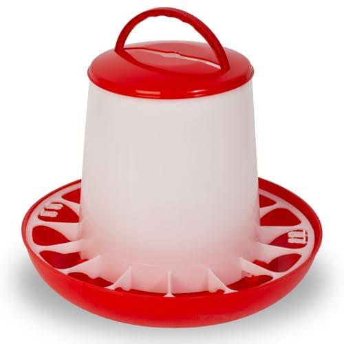 EBERTH Geflügel Futterautomat mit 9 kg Kapazität, Futtertrog, Huehnerfutter, Automatische Futterspender, PP-Copolymer, Zubehör für landwirtschaftliche Betriebe, Tragegriff