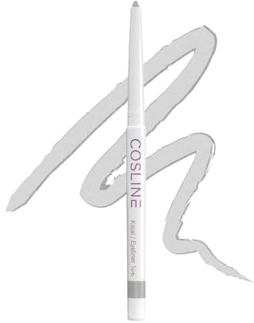 COSLINE Kajal und Eyeliner 106 Silver, Silber, Wasserfester Kajal, Verschmiert nicht, Metallic-Glitzer Lidstrich, Weiches Auftragen, Starke Pigmentierung, Vegan, Made in Germany