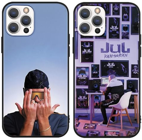 TBNMBGY 2 Piezas Cantante de Musica Star Funda para iPhone 13 iPhone 14 6,1,Cartoon Cool Rapero Diseño Case,Negro TPU Carcasa Protección Anti-Choques Silicona Cover,Cool