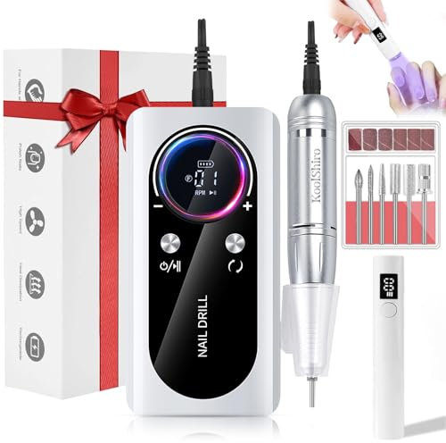 Electric Nail File, Professional Rechargeable Nail Drill 45000 RPM, Nail File Kit for Acrylic Gel Removal, Rechargeable Electric Nail File for Nail Salon Homes
