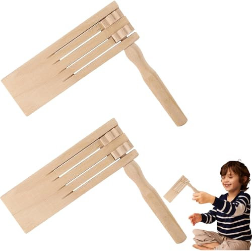 2pcs Football Rattle Clacker - Ratchet Noise Maker, Wooden Instruments For Kids, Spin Musical Instrument, Safe Early Music Education Toy, Traditional Mexican Rattle Spin Noisemaker Toys Of Event