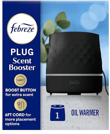 Febreze Plug Scent Booster in Black, Continuous Scent Device Oil Diffuser, Compatible with Febreze Air Freshener Plug in Refills - Refills not Included