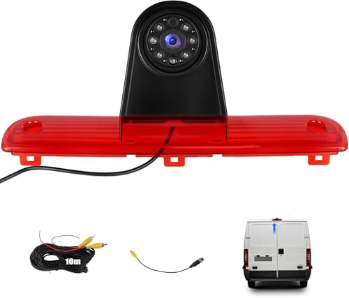 CAMECHO Bremsleuchte Rückfahrkamera HD Nachtsicht IP67 Wasserdichter Kamera für FIAT Ducato Peugeot Boxer 2006-2018 Dritte Bremslicht mit Weitwinkel 140°, 12V, 10M kabelgebundene Verbindung