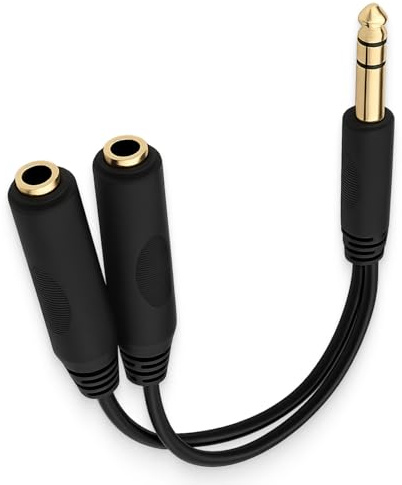 JiangZShangM 6.35mm auf 6.35mm Splitter Kabel 20cm, 6,35mm Klinke Weiblich Y Splitter Für Audio, Klinke Mit TRS Klinkenstecker Adapter 1 Auf 2, Kopfhörer Buchsen Y Kabel Für Musikgeräte