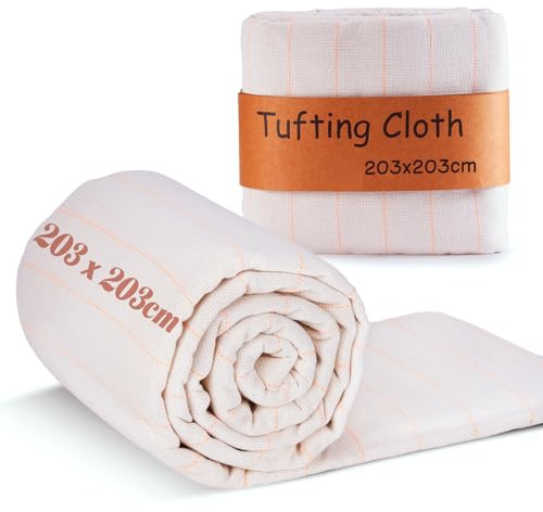 BESGEER 203×203 cm Primäres Tufting-Tuch für Tufting Guns, Punch Needle | Tufting-Stoff mit Markierungslinien, Ermöglicht erneutes Tuften, 65% Polyester+35% Baumwolle