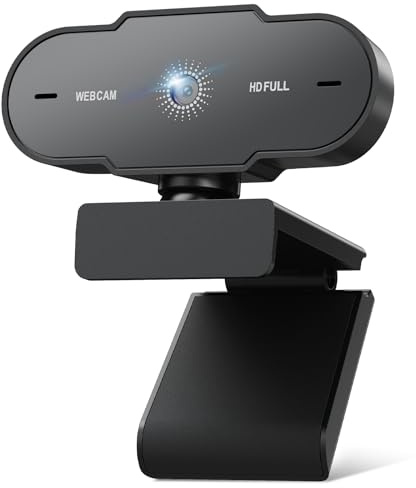 veorkide Webcam Full HD 1080P 30FPS - Caméra USB PC 2MP Focus Fixe avec Micro Anti-Bruit Rotatif 360° Socle Ajustable pour Youtube Streaming Skype Appel Vidéo Zoom Vidéoconférence Windows MacOS Linux