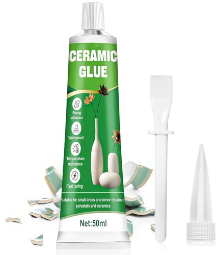 ALLONY Colle Ceramique, Extra Forte Colle Céramique, Colle Céramique, Adhésif Imperméable, Séchage Rapide, Convient pour Porcelaine, Poterie, DIY Artisanat, Transparent, 50ML