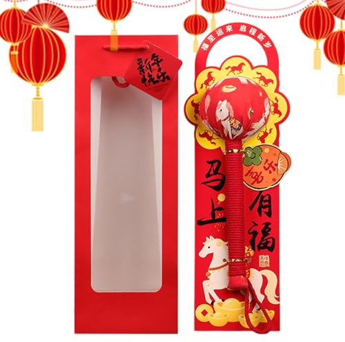Jsnwernb Marteau de massage manuel | Année du cheval de la culture chinoise | Marteau de massage du dos avec boîte de rangement | Pour les fêtes de printemps, les réunions, les réunions d'entreprise