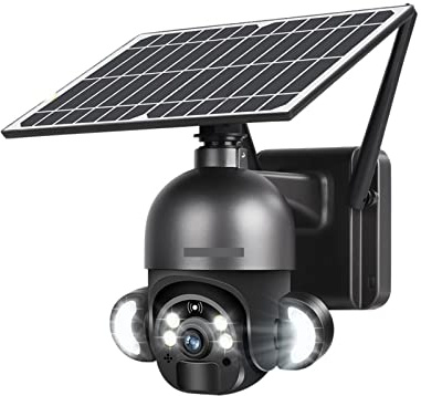 YFDGD Caméras de Surveillance 4G 4MP Solaire WiFi Extérieur Camara Alimenté par Batterie Projecteur PTZ 360 PanRemote Viewing Cam Utilisation Facile(4MP 4G with 64G)