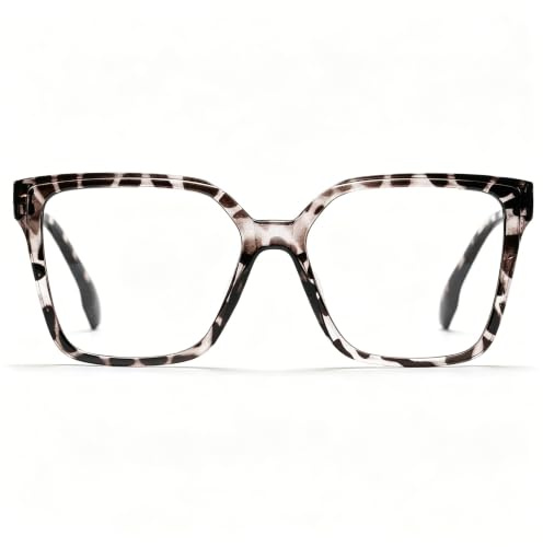 EYEGLSMST Lunettes de Lecture Oversize pour Femmes, Lecteur Anti Lumière Bleue Carré, Lunettes Loupe Anti Fatigue Oculaire (Multicolore, 2.0)