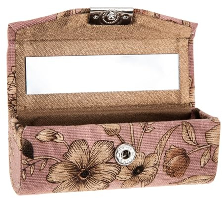SKISUNO Tragbare Kompakter Aufbewahrungs Organizer Lippenstiftbox mit Spiegel in Rosa aus Leder für Kosmetikartikel und Schmuck für Reisen und Unterwegs