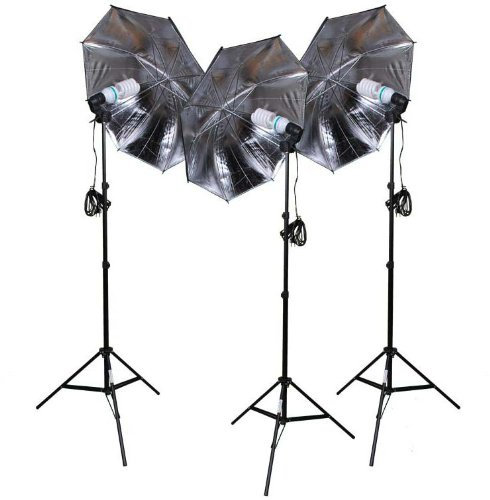 moderntex 3X Studioset Dauerlicht Tageslichtlampe 85W (= ~450W) mit Reflexschirm und Stativ