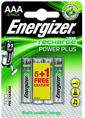 Energizer ENR Recharge Power Plus 700 AAA BP5+1 - Batteries rechargeables (700 mAh, Hybrides nickel-métal (NiMH), AAA, 1,2 V, Argent, 6 pièce(s))