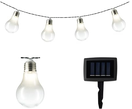 Lumineo 894650 LED Solar Lichterkette 10 tlg. Glühlampe klar Partylichterkette Garten Glühbirne