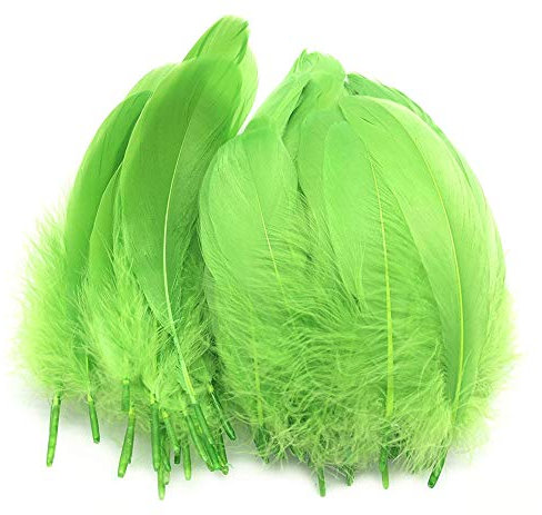 Suneast 100 Stücke Federn Dekoration Natürliche Gänsefedern Weiche Crafts Feather Indianer Federn für Traumfänger Basteln, Kostüme Hüte Schmuck Deko, DIY Ohrring - Grün, 15-20cm