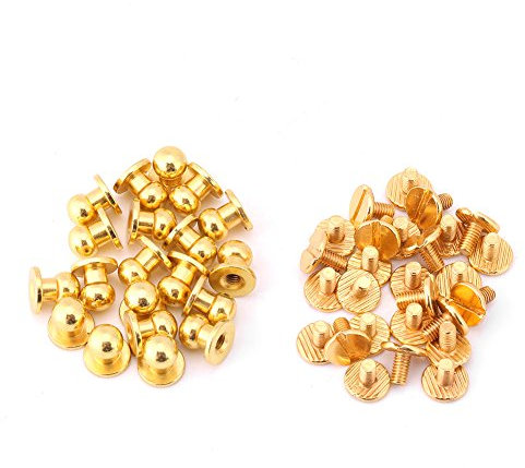 Rivet Couture en Laiton Massif, Boutons Goujons pour BRICOLAGE En Cuir Ceinture Sac À Main, 20Pcs Outils de Pose Cuivre