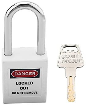 MroMax Schloss-Tag-Schloss (0,6 x 3,8 cm) jeder Schlüssel öffnen mehrere Schlösser, Lotto-Sicherheitsschloss, Tag-Schloss, Nylonschloss, Tag-Schloss, Stahlhaken, weiß, Vorhängeschloss, 1 Stück