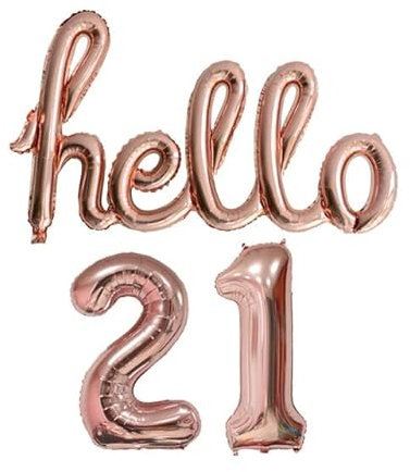 DIWULI Hello 21 Luftballon Roségold Geburtstag Dekoration