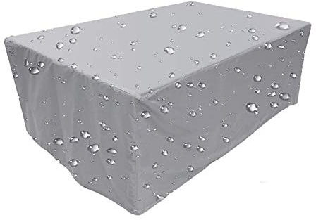 Abdeckung für Gartenmöbel Körpergröße ≤100cmAbdeckhaube für Gartenmöbel und für rechteckige Sitzgarnituren,Regenschutz und Staubfest Anti-UV,Schwerlast 300D Oxford,200x100x75cm-Silber grau