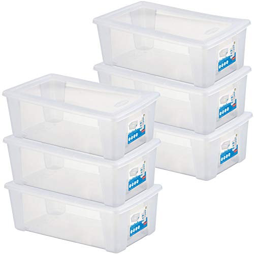 6 x Aufbewahrungsbox mit Deckel 5 Liter - 32x19x11 cm - transparent stapelbar LEBENSMITTELECHT - Schuhboxen Shoe box Kunststoff Kiste - Plastik Behälter Organizer - Büro Haushalt Küche Kinderzimmer