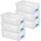 6 x Aufbewahrungsbox mit Deckel 5 Liter - 32x19x11 cm - transparent stapelbar LEBENSMITTELECHT - Schuhboxen Shoe box Kunststoff Kiste - Plastik Behälter Organizer - Büro Haushalt Küche Kinderzimmer