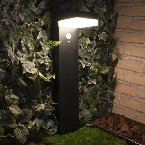Lampadaire solaire LED avec détecteur de mouvement et capteur crépusculaire Protection IP65 Blanc chaud