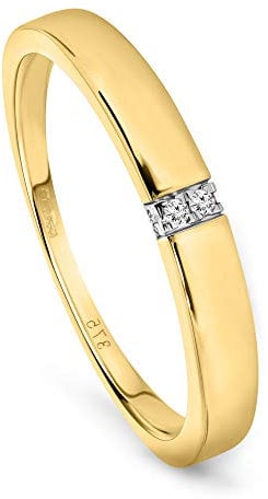 MIORE Schmuck Damen 0.02 Ct Diamant Verlobungsring mit 4 Diamanten Brillanten Ring aus Gelbgold 9 Karat / 375 Gold