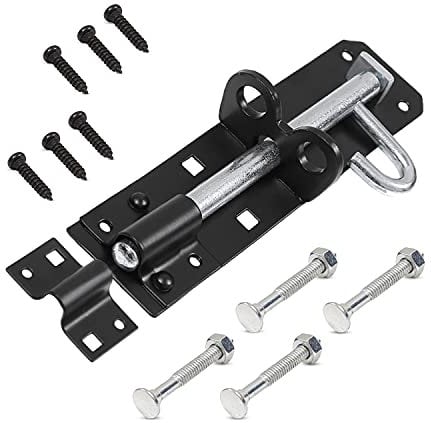 Brenton Bolt Sliding Door Lock for Bedroom Patio Door Security - 6” (152mm) Heavy Duty Zinc Plate Galvanised Gate Latch Garden Shed Gate Bolts for Wooden Gates (Black)