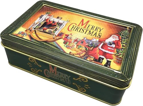 stylebox Nostalgische kleine rechteckige Dose Frohe Weihnachten Dekobox Weihnachtskekse, ca. 14,5 x 9 x 5 cm, Volumen: 670 ml