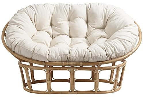 TDHLW Double Papasan Chair Cushion, Large Hanging/Egg/Swing/Hammock Chair Cushions, Outdoor Waterproof Garden Chair Pad, Thicken Comfortable Soft, White, 65 * 45 in
