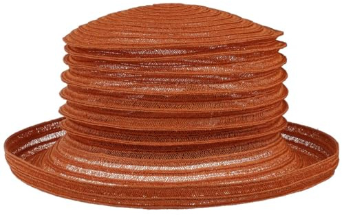 Mayser Sombrero con Pliegues Belma Mujer - Made in The EU de Vacaciones Paja Viaje Primavera/Verano Verano - Talla única óxido