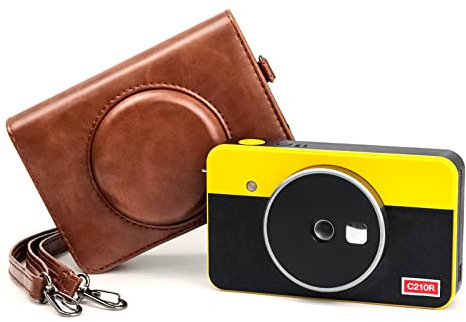 Rieibi Kodak Mini Shot 2 Retro étui, Housse de Protection en Cuir PU pour Ancienne Version Kodak C210R Mini Shot 2 Retro 2-en-1 Appareil Photo/Imprimante Instantanée Portable avec Bandoulière