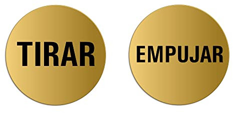 Señales Tirar Empujar Conjunto de 2 Ø 75 mm Cartel Placa Aluminio oro adhesivo