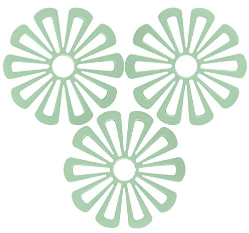 Kingmate Topflappen & Untersetzer aus Silikon 3er-Set, Kreative Blütenblätter rutschfest Topfuntersetzer, Familie Platzdeckchen Isoliermatte, Spülmaschinenfest, Hitzebeständigkeit, Cyan