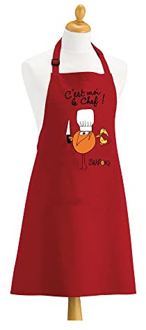 Tablier de cuisine Shadoks C'est moi le chef recyclé rouge 72 x 90 cm Winkler