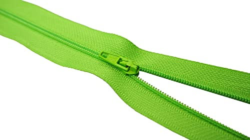 King of Trade Reißverschluss Nylon Schiene 4 mm Nicht teilbar fein Zipper 40 cm 10# Neon Grün