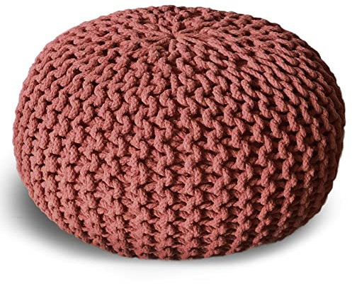 casamia Pouf Ø 55 o. 45 cm Strickhocker Sitzpouf Bodenkissen für Innen Indoor Größe ø 45 cm, Farbe Terracotta