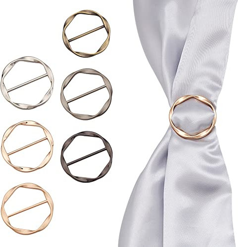 AHANDMAKER 6 Stück Schalringclips, Legierung Schal Clips, Einfache T-Shirt-Clips, Runde Cricle-Schal-Schnalle, Modische Metallkreisschnalle Für Kleidung, Schals, T-Shirts, Gemischte Farbe